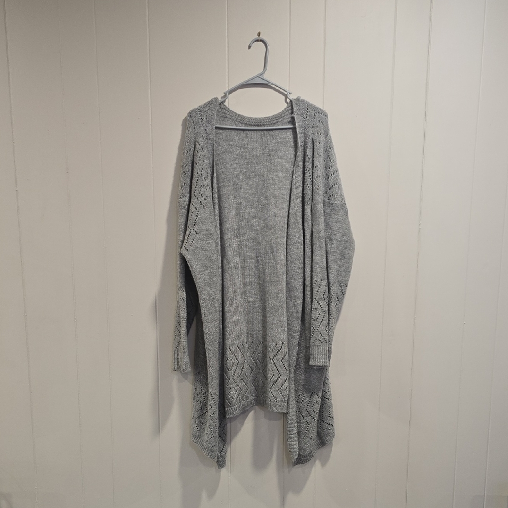 SHEIN Light Gray Open-Front Cardigan